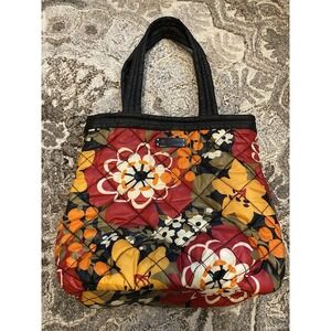 Vera Bradley Bittersweet Purse Quilted Reversible Tote Shoulder Bag Black Red